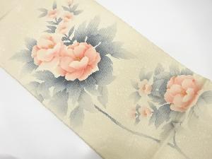 アンティーク　作家物　手描き牡丹模様袋帯（材料）